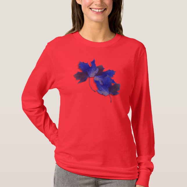 Blue Höst löv T-shirt (Framsida)