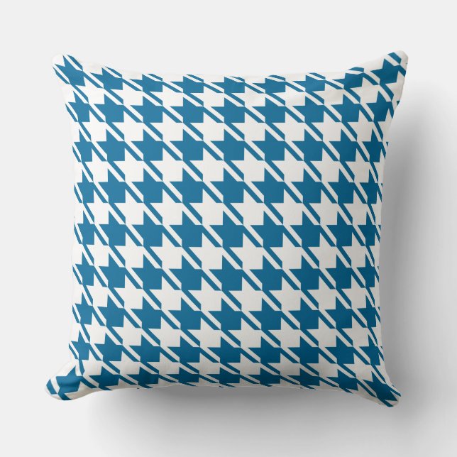 Blue Houndstooth Upprepande Mönster Kudde (Framsida)