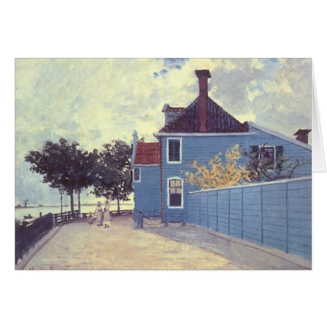 Blue House i Zaandam av Claude Monet Hälsningskort (Framsidan Horizontal)