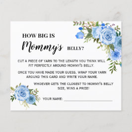 Blue How Big is Mamma Belly Baby Shower Game Card Flygblad