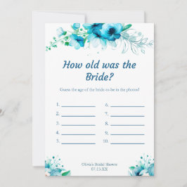 Blue How Old was Bride Möhippa Game Card Inbjudningar