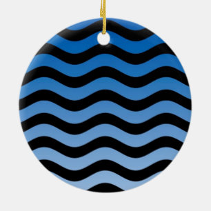 Blue Hues Vågigt Rand Decor Julgransprydnad Keramik