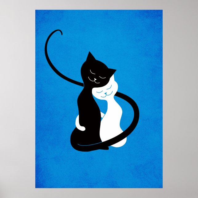 Blue Hugger Kärlek Cats Poster (Framsidan)