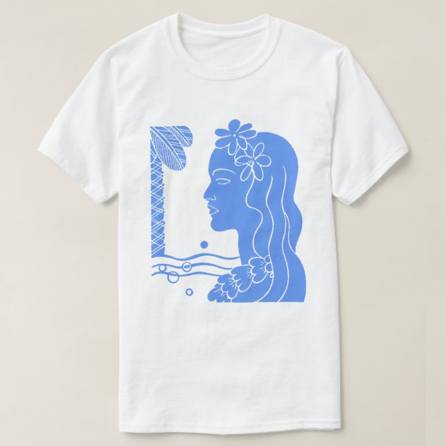Blue Hula Girl Head T-Shirt (Design framsida)