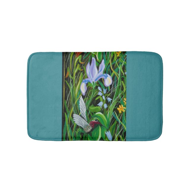 Blue Hummingbird Bath Mat Badrumsmatta (Framsidan)