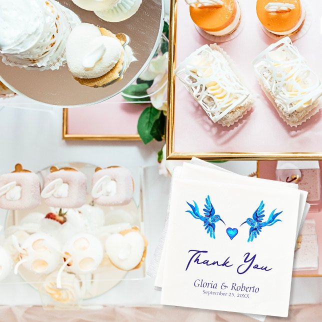 Blue Hummingbird Boho Mexican Bröllop Pappersserve Pappersservett (Skapare uppladdad)