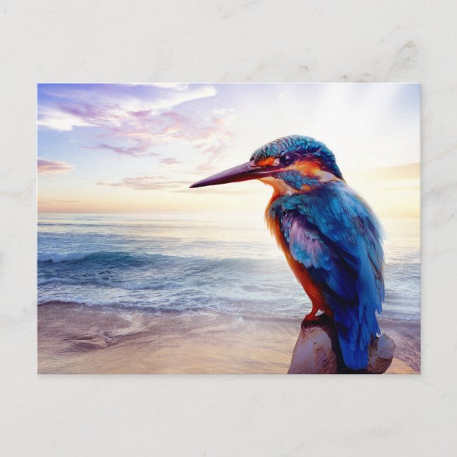 Blue Hummingbird Exotic Sunset Beach Vykort (Framsida)