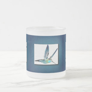 Blue Hummingbird Frostad Glasmugg