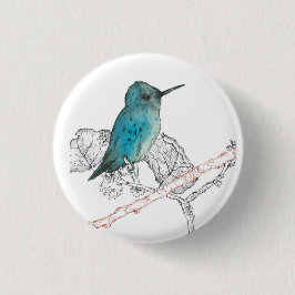 Blue Hummingbird Grenar Watercolor Knapp