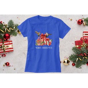 Blue Hummingbird jul T-Shirt med Gift Boxes