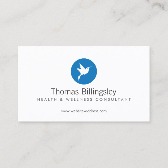 Blue Hummingbird Logotyp Health Care, Naturopath Visitkort (Framsida)
