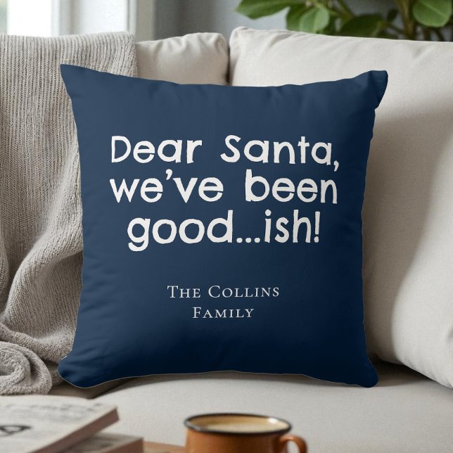 Blue Humor Kära jultomten Personlig Den vackra jul Kudde (Blue Humor Dear Santa Personalized Funny Christmas Throw Pillow)