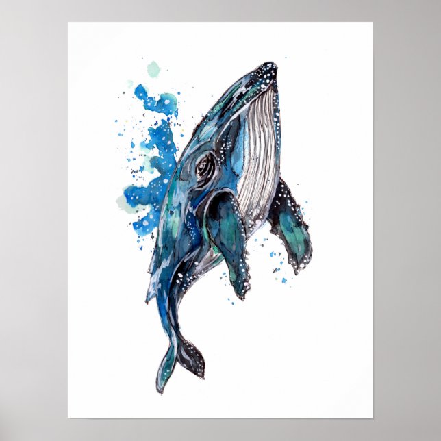 Blue Humpback Whale Poster (Framsidan)