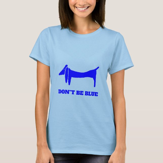 Blue Hund Dachshund Abstrakt T Shirt (Framsida)