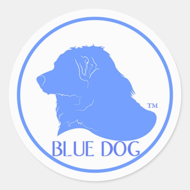 Blue Hund Democrat Sticker Runt Klistermärke (Framsida)