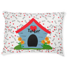 Blue Hund House Red Hearts White Bones Personlig