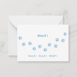 Blue Hund Tass avtryck Pet Owner's Cute Personlig Anteckningskort