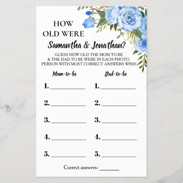 Blue Hur gammal var de som duschade det bilaterala Flygblad (Framsidan)