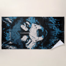 Blue Husky Beach Towel – Bold Dog Art