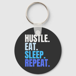 Blue HUSTLE.EAT.SLEEP. UPPREPA. Nyckelring