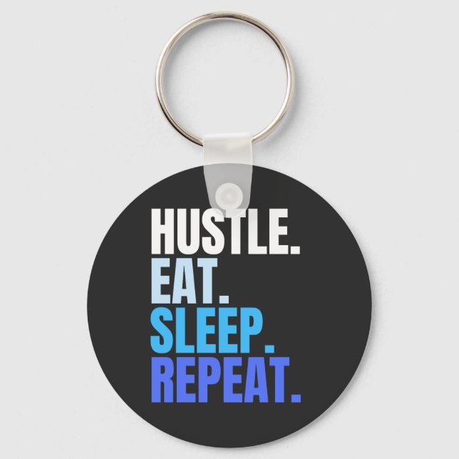 Blue HUSTLE.EAT.SLEEP. UPPREPA. Nyckelring (Framsida)