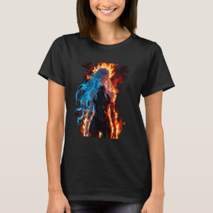 Blue Hved Demon Fantasy i Hellfire T Shirt