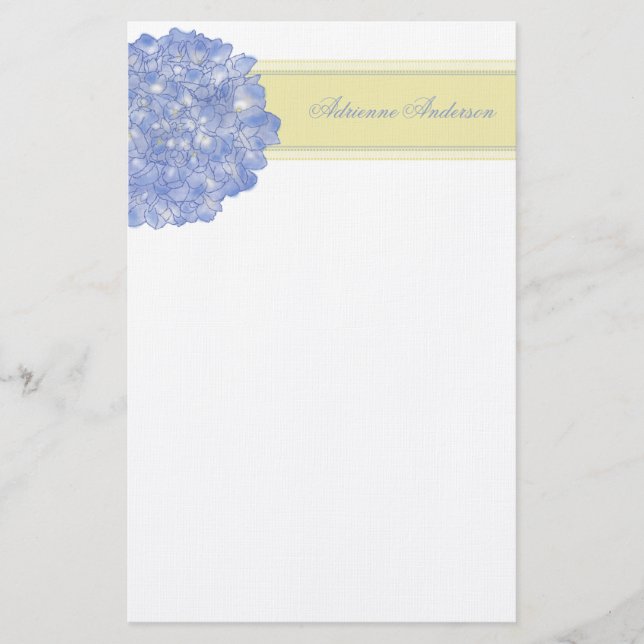 Blue Hydrangea Art Stationary Brevpapper (Framsida)