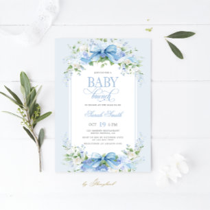 Blue Hydrangea Baby Brunch Inbjudningar