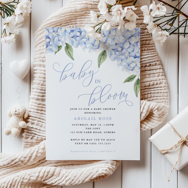 Blue Hydrangea Baby i Bloom Baby Shower Inbjudningar (Skapare uppladdad)