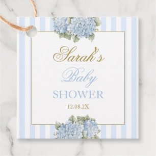 Blue Hydrangea Baby Shower Gåvor Etiketter