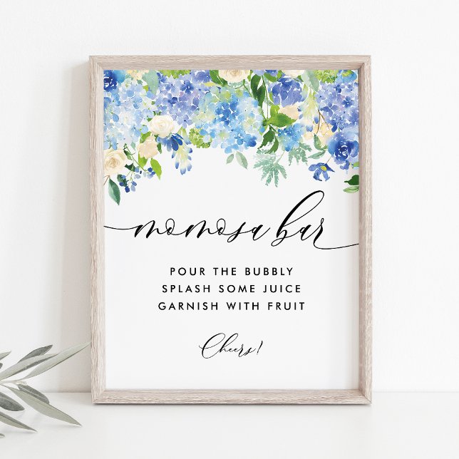 Blue Hydrangea Baby Shower Mimosa Mamma-osa Pub Poster (Skapare uppladdad)