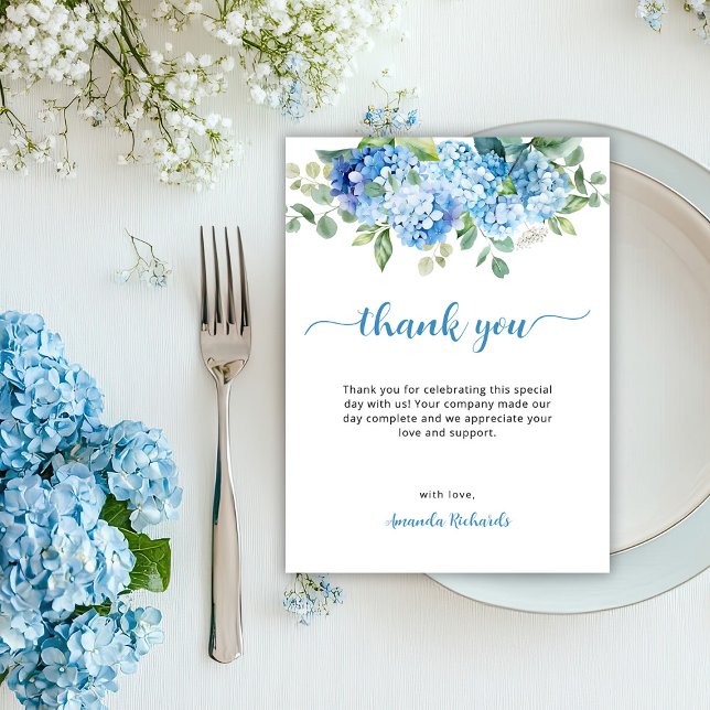 Blue Hydrangea Baby Shower Tack Kort (Skapare uppladdad)