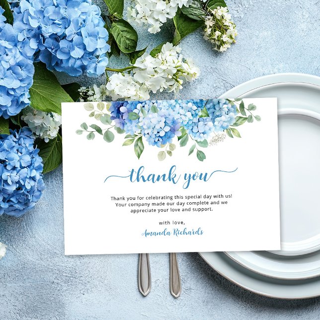 Blue Hydrangea Baby Shower Tack Kort (Skapare uppladdad)