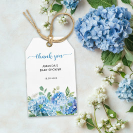 Blue Hydrangea Baby Shower Tack Presentetikett