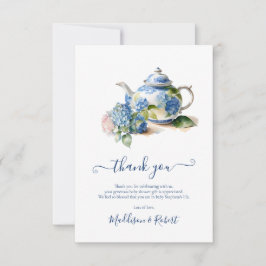 Blue Hydrangea Baby Shower Tea Party Tack Kort