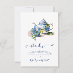 Blue Hydrangea Baby Shower Tea Party Tack Kort