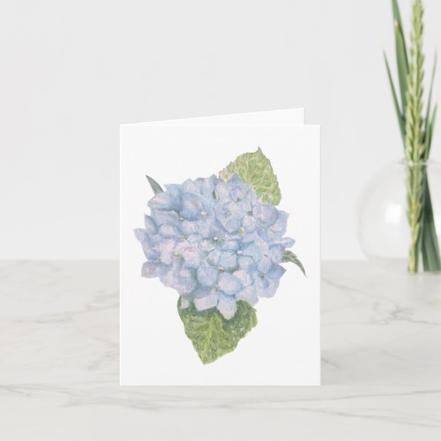 Blue Hydrangea Blank Anteckningskort (Framsida)