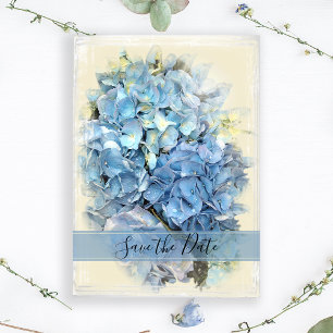 Blue Hydrangea Blommar Bröllop spara datum Datumet