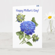 Blue Hydrangea Blommigt Art Mors dag