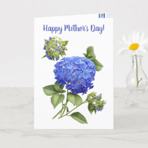 Blue Hydrangea Blommigt Art Mors dag Kort