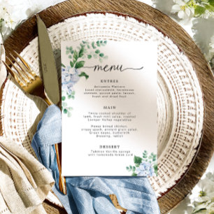 Blue Hydrangea Blommigt Baby Shower Meny Inbjudningar