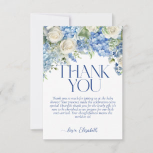 Blue Hydrangea Blommigt Baby Shower - tack för dit Inbjudningar