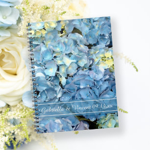 Blue Hydrangea Blommigt Bröllop Anteckningsbok