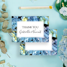 Blue Hydrangea Blommigt Bröllop Flat Tackkort Inbjudningar