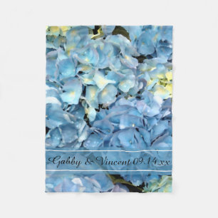 Blue Hydrangea Blommigt Bröllop Fleecefilt