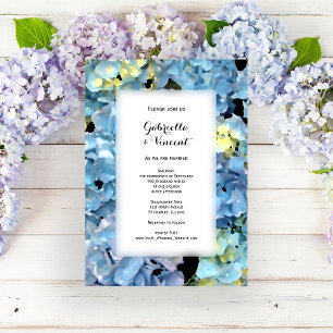 Blue Hydrangea Blommigt Bröllop Inbjudningar