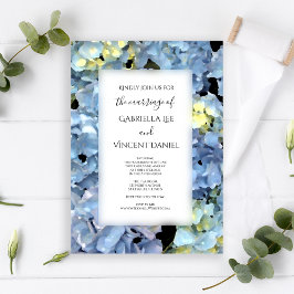 Blue Hydrangea Blommigt Bröllop Inbjudningar