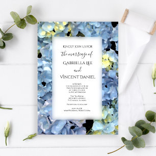 Blue Hydrangea Blommigt Bröllop Inbjudningar