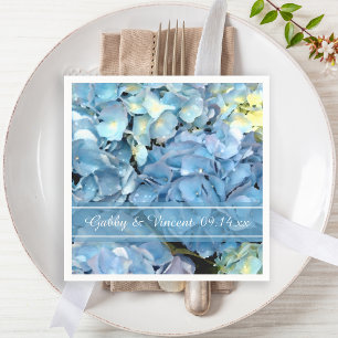 Blue Hydrangea Blommigt Bröllop Pappersservett