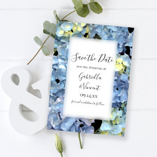 Blue Hydrangea Blommigt Bröllop spara datum Datumet